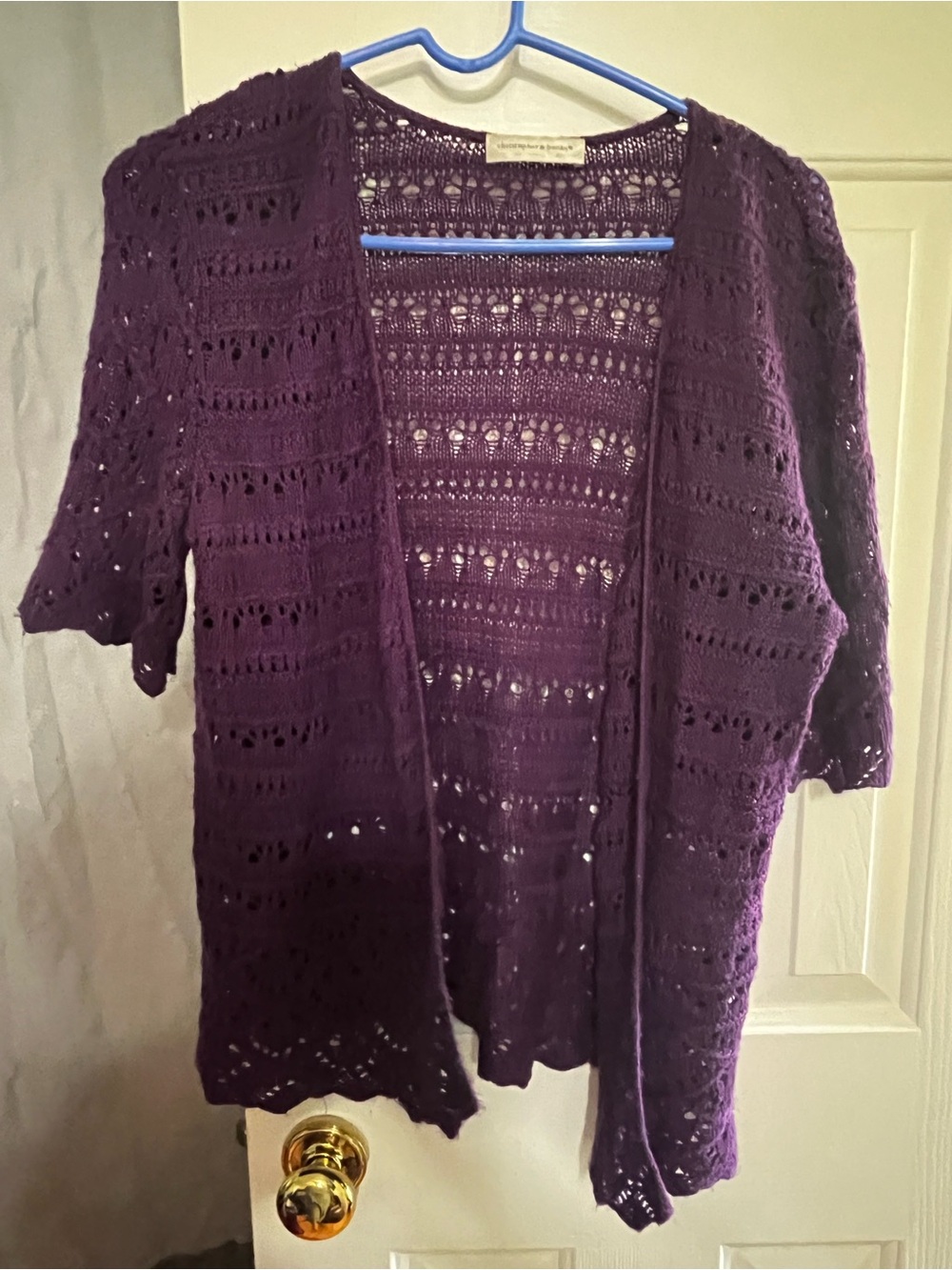 Christopher & Banks Open-Front Purple Knit Cardigan